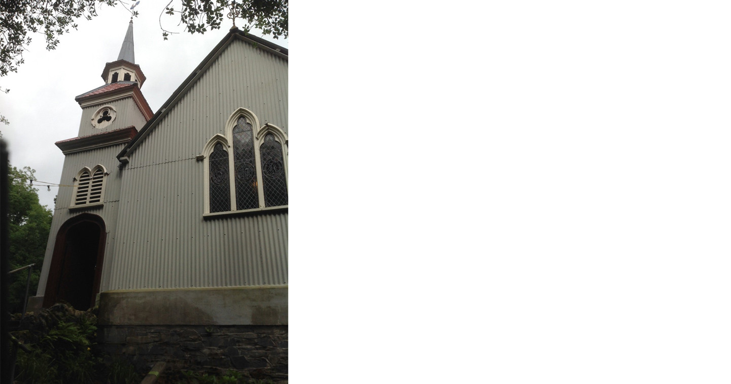 The tin church at Laragh, photographed by Dr Miriam Moffitt.