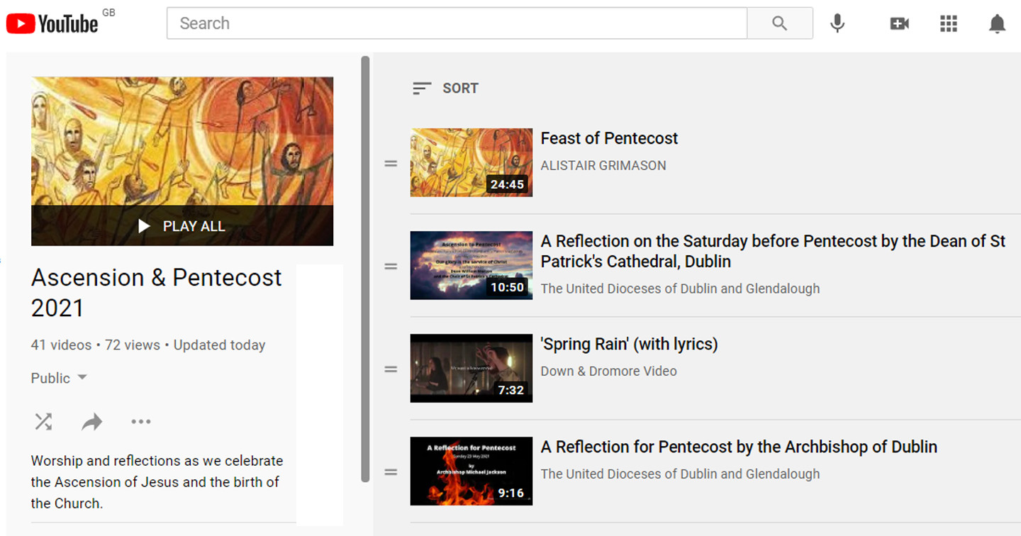 Ascension & Pentecost video playlist 