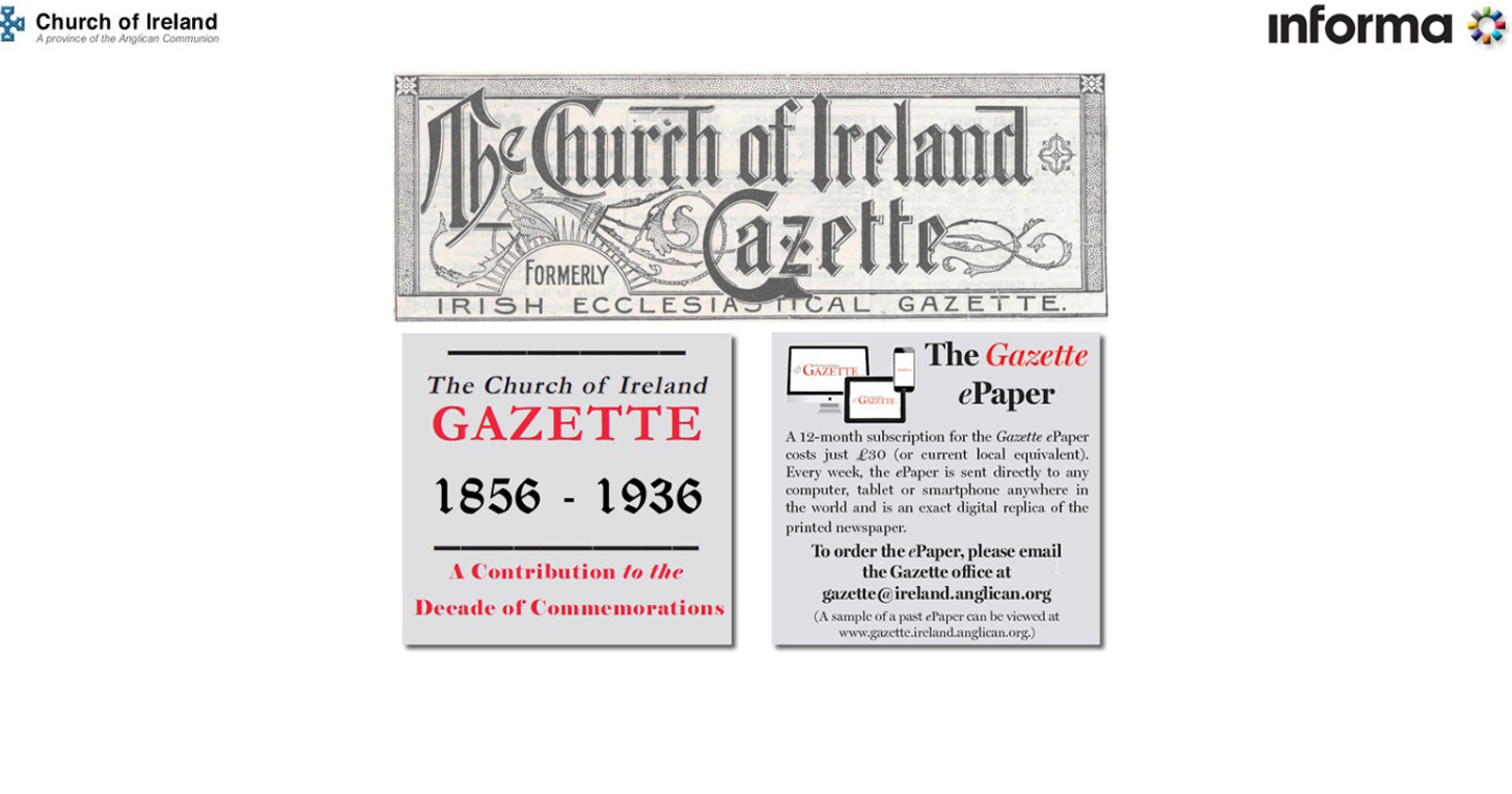 The search engine for the ‘Church of Ireland Gazette’ digitization project, at bit.ly/2C8yqaS