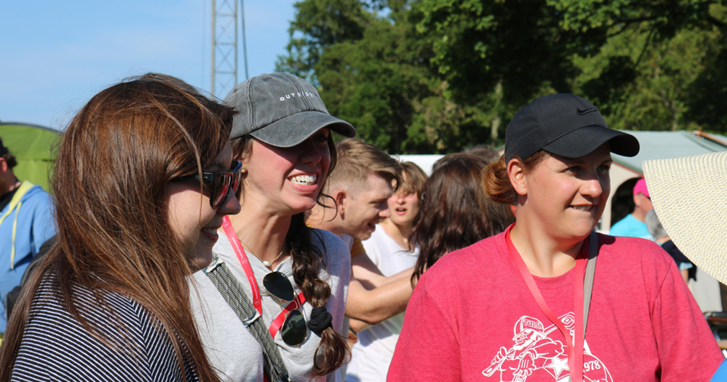 Diocesan Youth Officer Christina Baillie, left, with some of the leaders of the American Christ In Youth team in the sunshine at Summer Madness.