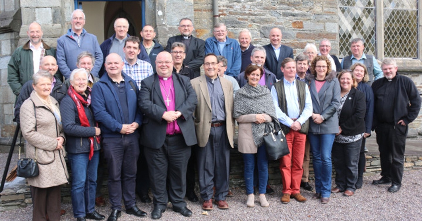 Clergy of Cork, Cloyne and Ross outside the Church of St Brendan the Navigator, Bantry, with the Bishop and The Reverend Canon Mark Oakley, Chancellor of Saint Paul’s Cathedral, London (front row, third from left).