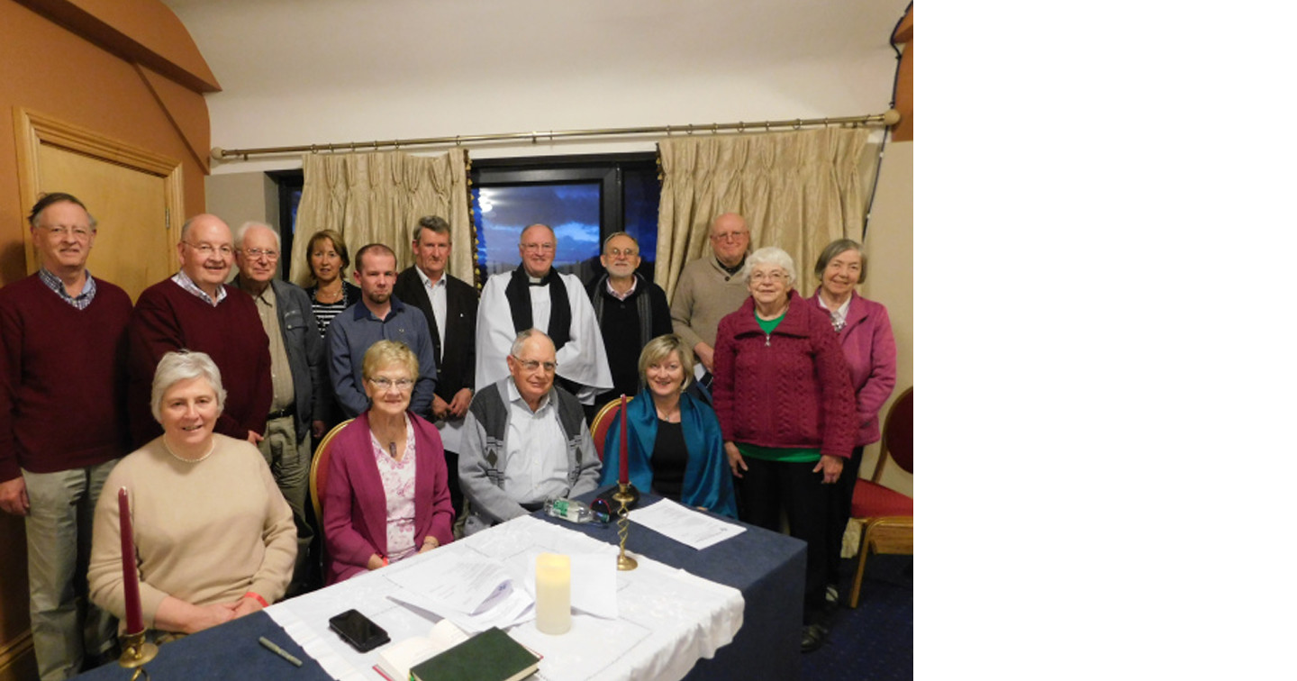 Group pictured after the service including Ms Maire Roycroft, Secretary, Cumann Gaelach na hEaglaise (fourth from left) and Fr Frank Brady SJ (third from the right) who read at the service.