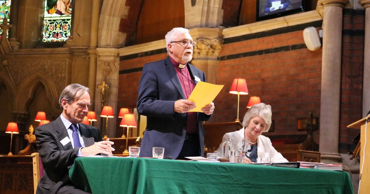 The Rt Revd Harold Miller, Bishop of Down and Dromore, addresses Synod.