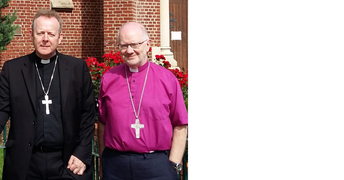 Archbishop Eamon Martin (left) and Archbishop Richard Clarke (right) pictured during their previous pilgrimage to the battle sites of the Somme in 2016.