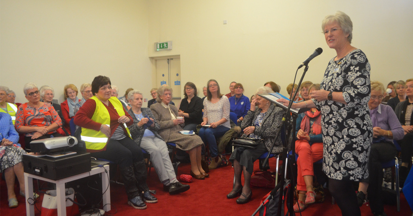 The President of the Mothers’ Union’s Derry and Raphoe Branch, Mrs Mary Good, addresses members and friends at the launch of its news book, ‘Faith in Action’.