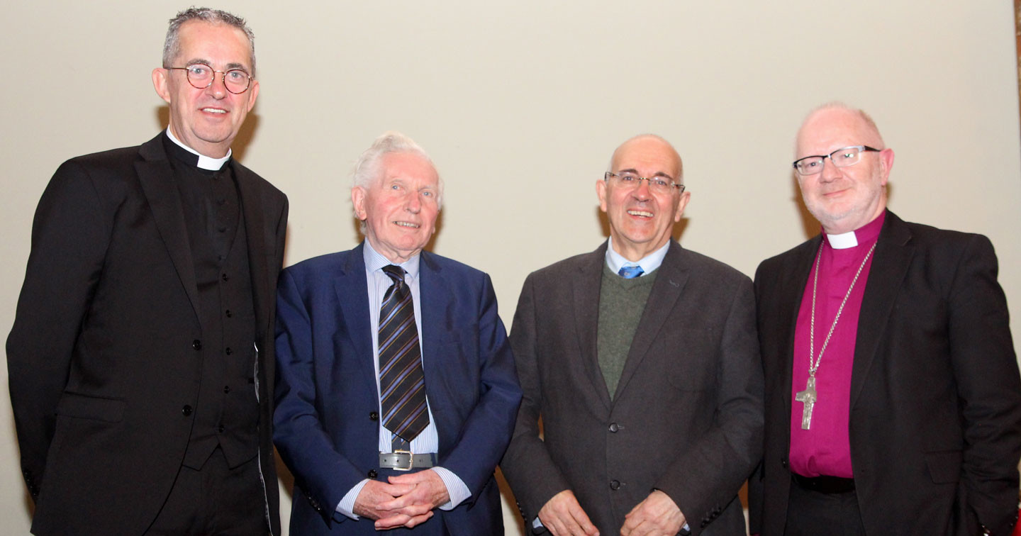 Dean Dermot Dunne, Dr Kenneth Milne, Professor David Hayton and Archbishop Richard Clarke at the launch of The Boulter Letters. Photo: Lynn Glanville.