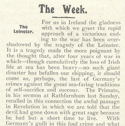 The Leinster Tragedy - Human interest stories brought to life by the ‘Church of Ireland Gazette’ and other sources