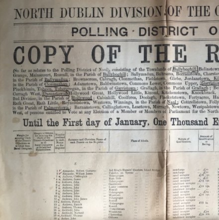 Annotated Copy of the Electoral Register for Naul Polling District,  Co. Dublin, 1893: A Glimpse of the Political Situation  in a Rural Town in the mid–1890s