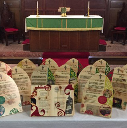 Faith story boards in Dunmanway Church as part of Sam Maguire Trail