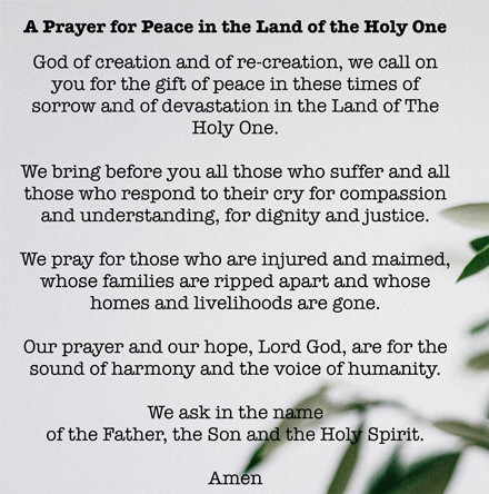 A Prayer for Peace in the Land of the Holy One