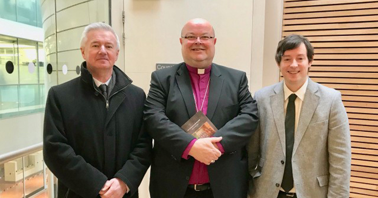 Dr Neil Buttimer (left) Department of Modern Irish at University College Cork, Bishop Colton, and Conor Nelligan, Cork County Heritage Officer.