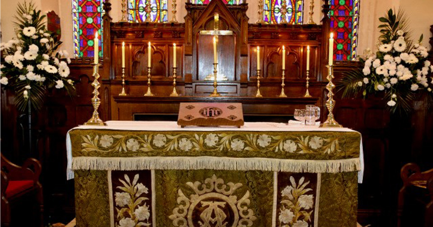 The altar frontal in the Church of St Brendan the Navigator, Bantry.