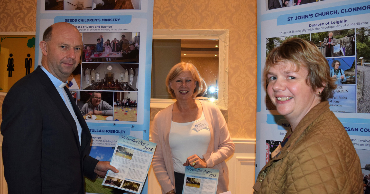 The Revd David Moses (Drumgoon), Clare McEnaney (Priorities Fund), and Jennifer Bullock (Kinawley).