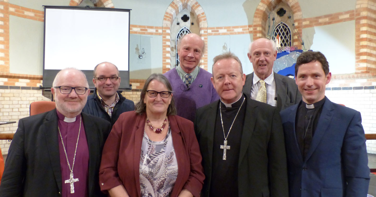 Archbishop Richard Clarke, Dr Patrick Harkness, Professor Monica Grady CBE, Professor Michael Burton, Archbishop Eamon Martin, Terry Moseley, and the Reverend Andrew Rawding.