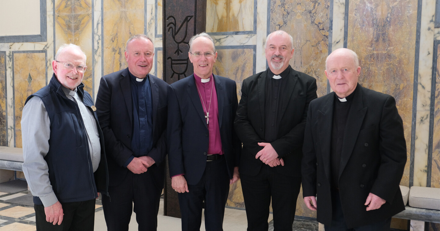 Taking part in the service were (from left), Monsignor La Flynn, Prior of Lough Derg; Father Frank McManus; Bishop Ian Ellis; Archdeacon Paul Thompson; and Bishop Larry Duffy.