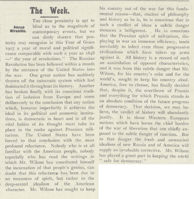Opening editorial from the Church of Ireland Gazette, 5 April 1917