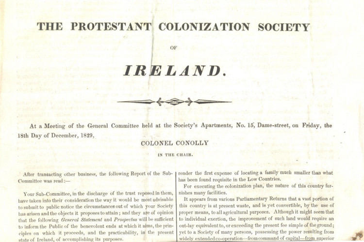 RCB Library Pamphlet Series 'S' - Item 16 'Proceedings of the Meeting of the Protestant Colonization Society of Ireland'