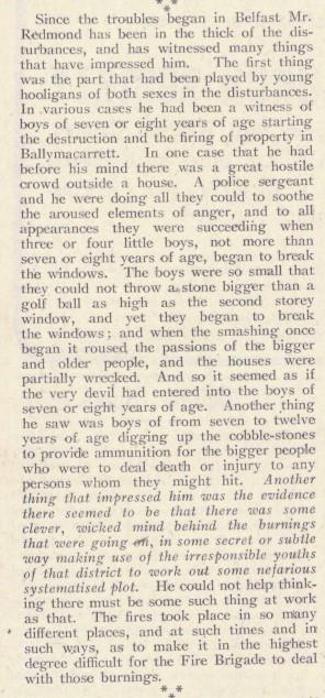 Report of events in Belfast, Church of Ireland Gazette 3 September 1920