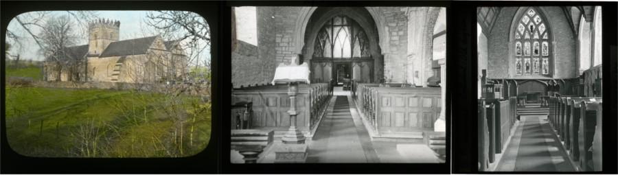 Images captioned variously: ‘St Laserian's Cathedral, Old Leighlin, from the S., 24 November 1935', ‘St Laserian's Cathedral, Old Leighlin, interior looking W., 29 May 1934' and  ‘St Laserian's Cathedral, Old Leighlin, interior, 24 June 1937
