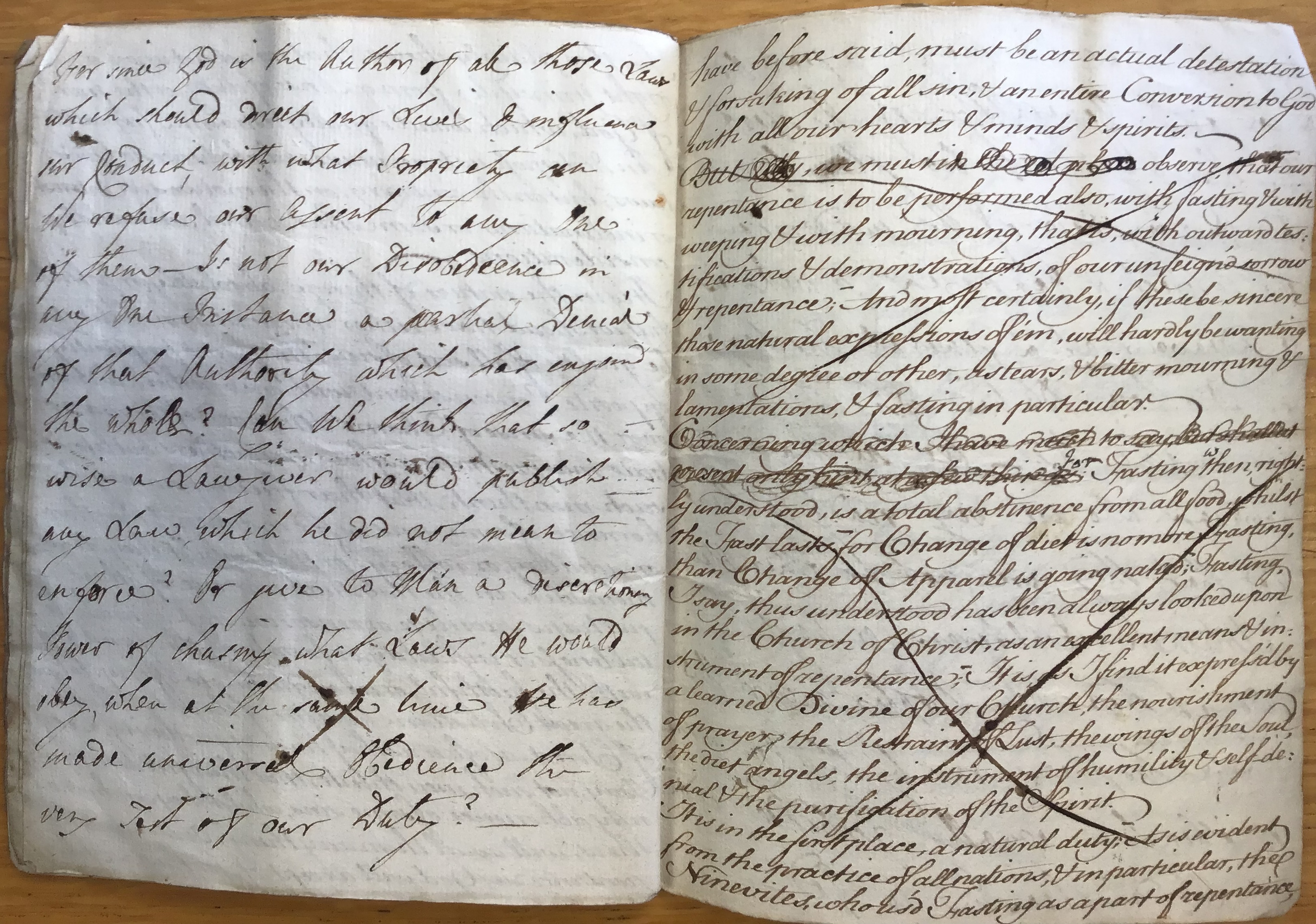 Sermon No. 2, dating originally from 1765. Here we see a good example of the contrasting handwriting present in some of the sermons in the collection.