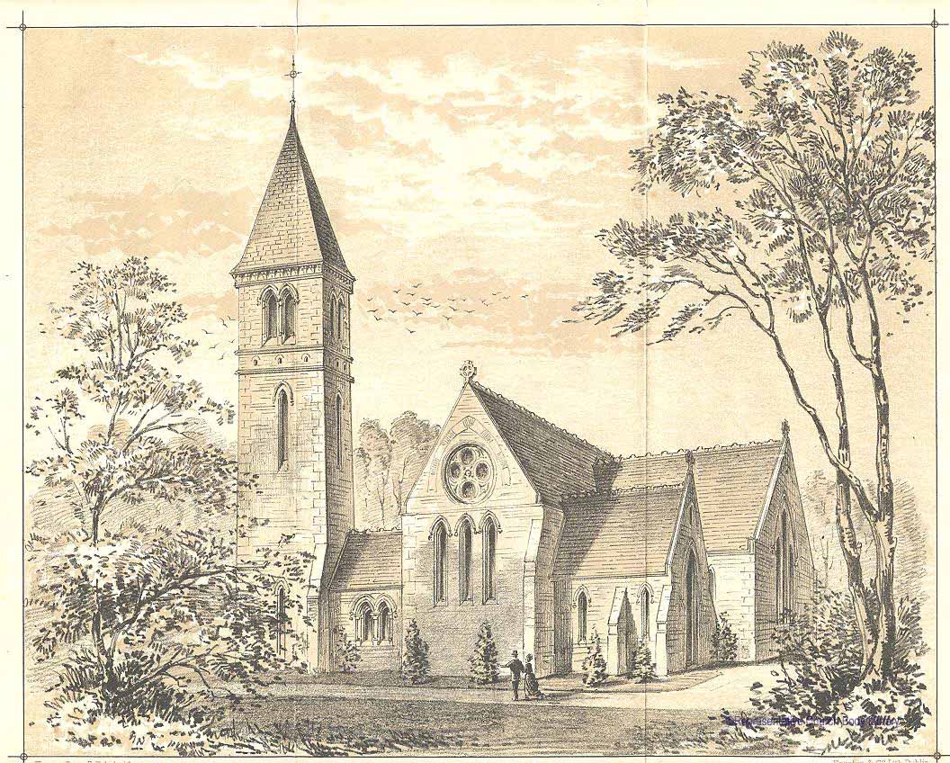 Line drawing of the church of St Phillip, Milltown parish, Dublin