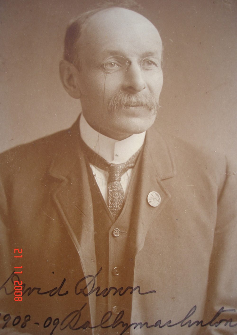 David Brown, co-director of the Donaghmore Soap Works, county Tyrone, c. 1908-09. The caption refers to ‘Ballymaclinton' – the name of village display at the International exhibitions. He was aged 49 in this picture, and if he is the photographer of our Palestine collection, made that journey a decade earlier in his late thirties. Picture courtesy of Donaghmore Historical Society.