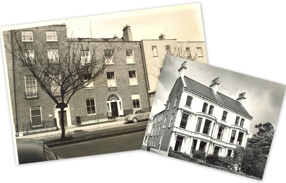 Baggot Street Hostel in the early 1960s, and Queen Mary's House, Fitzwilliam Street Belfast. Images from album of photographs RCB Library Ms 624/11.9