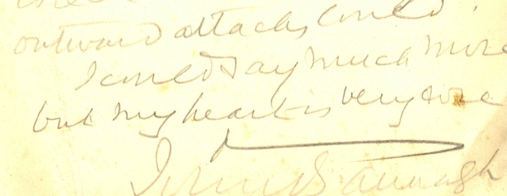 Detail from hastily written ‘pencil line from the train' by John B. Armagh [Most Revd John Baptist Crozier, Archbishop of Armagh 1911-20] 16 January 1917, RCB Library MS 813/2/1/9