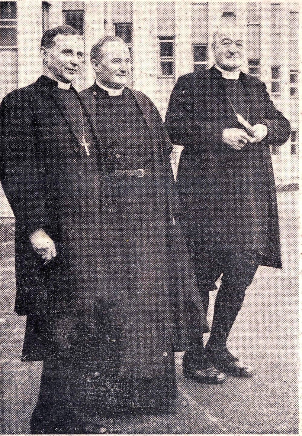 Most Revd G.O. Simms, Archbishop of Dublin, Revd John Brown, Warden of the Hostel, and the Most Revd J. McCann, Archbishop of Armagh at the opening, Church of Ireland Gazette, 21 February 1964
