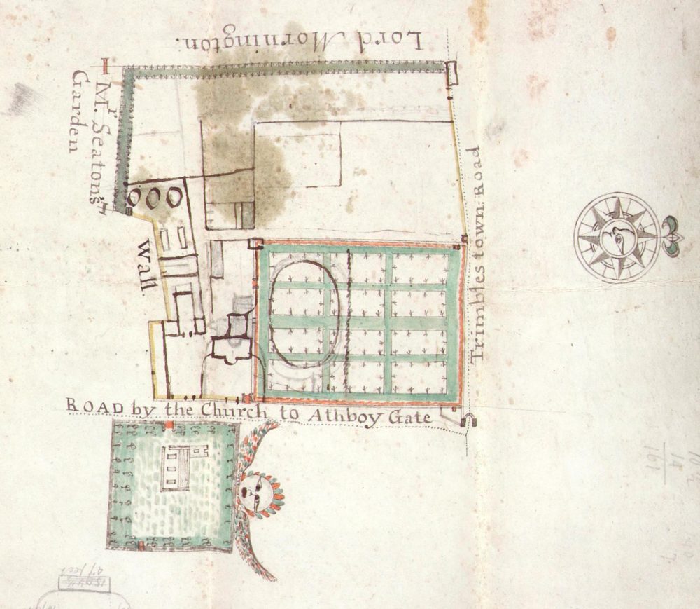 A plan of Trim parsonage, drawn by Patrick McDonnell, surveyed, 2 July, 1747, RCB Library D7/6/2