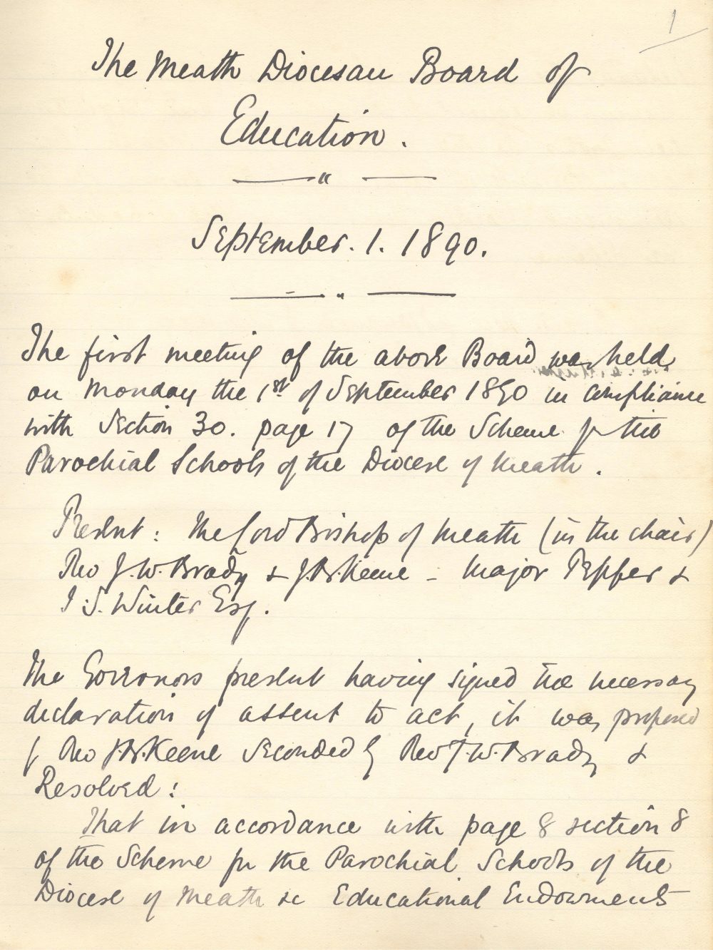 Minute book of the Meath Diocesan Board of Education, commencing in 1890, RCB Library D7/13/1/1