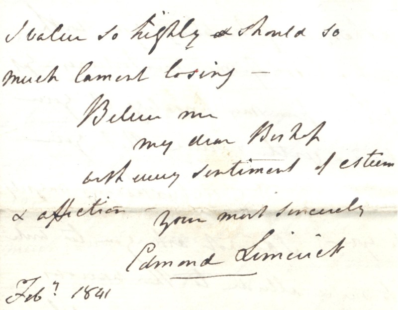 Letter from the Rt Revd Edmund Knox, bishop of Limerick, to Dickinson, appealing for his help, February 1841, RCB Library Ms 707/1/1/18.1