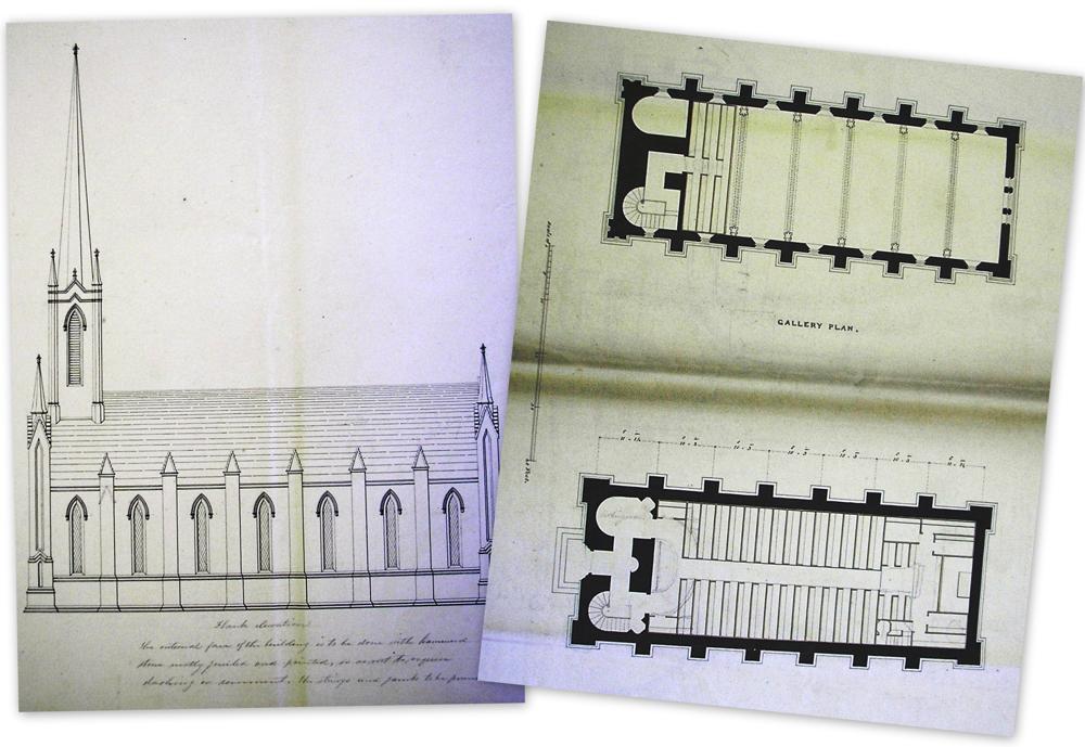 Building plans for the new church by John Semple, RCB library Ms 934
