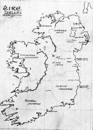Map of Éire (Ireland) showing Christian sites of the 5th and 6th centuries