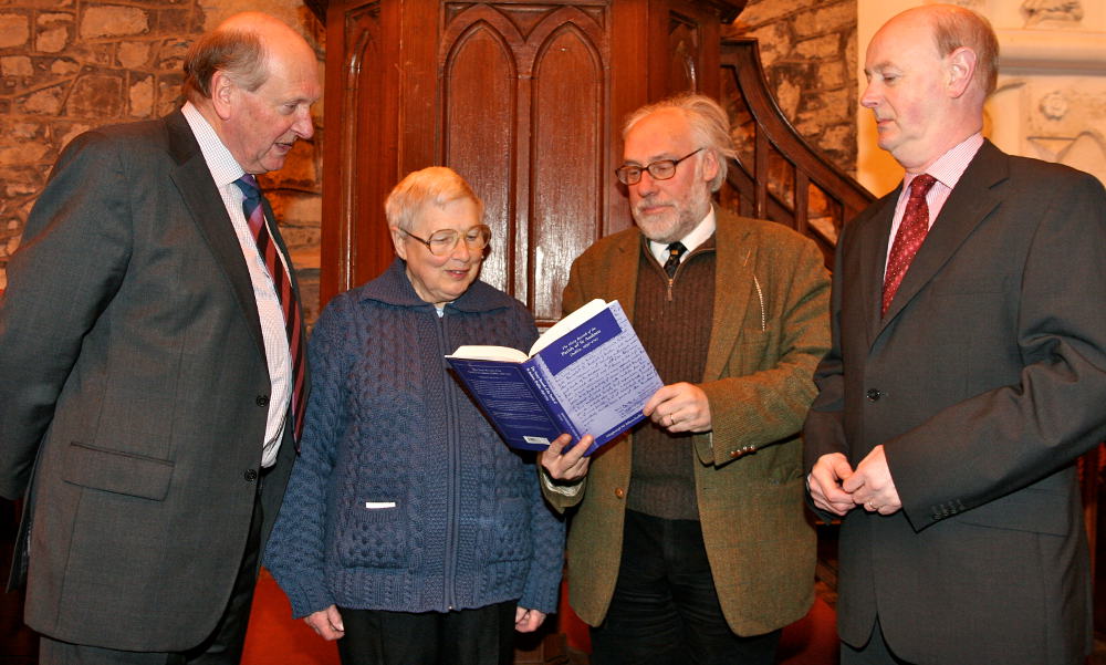 Chairman of the RCB Library, Michael Webb; editor of The Vestry Records of the Parish of St Audoen, Dublin, 1636–1702, Maighréad Ní Mhurchadha; Professor Raymond Gillespie of the Department of History at NUI Maynooth, who launched the book; and Dr Raymond Refaussé, librarian and archivist with the RCB Library in St Audoen's Church, Cornmarket, for the launch of the book.