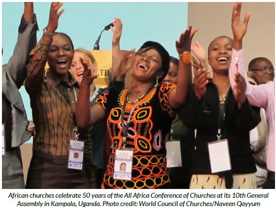 African churches celebrate 50 years of the All Africa Conference of Churches at its 10th General Assembly in Kampala, Uganda. Photo credit: World Council of Churches/Naveen Qayyum