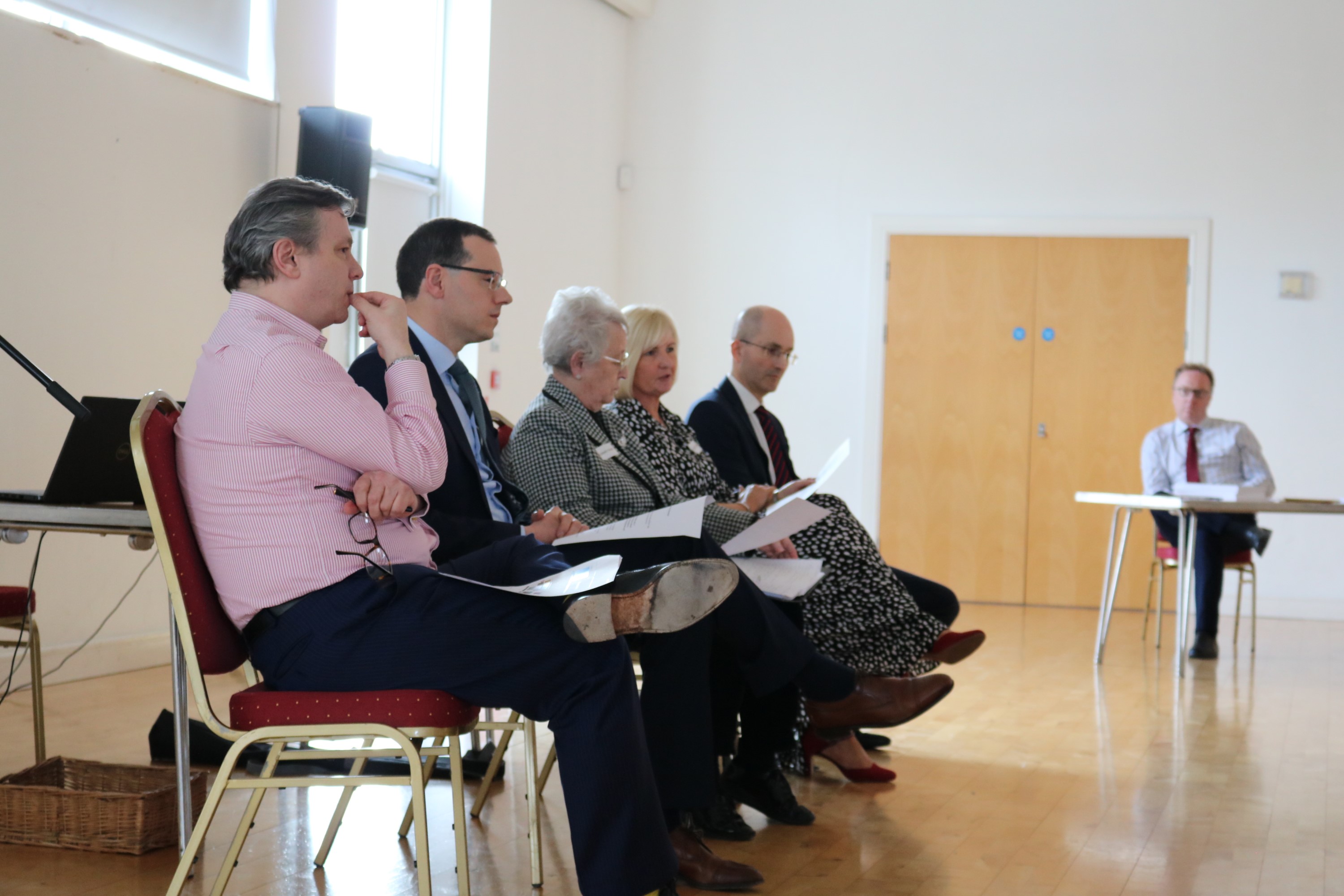Panel discussion with (from left) Mark Baker, Controlled Schools' Support Council; Robin McLaughlin OBE, Principal of Banbridge Academy; Rosemary Rainey OBE, TRC Chair; Cindy Poots, Principal of Seagoe Primary School; and Dr Noel Purdy; Stranmillis University College.