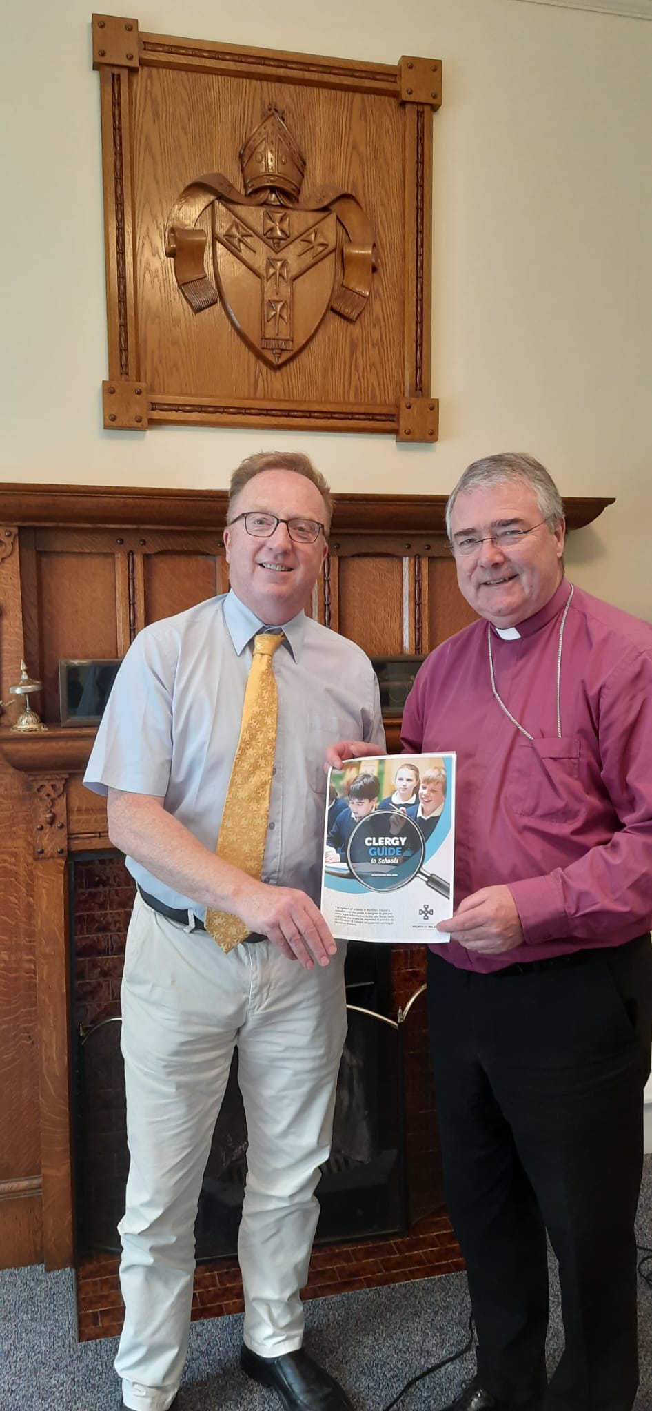 Archbishop John McDowell, pictured with Dr Peter Hamill from the Board of Education, launches the Clergy Guide to Schools.