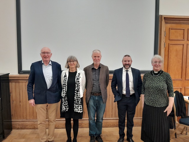 Professor Lodge with guest speakers at the DCU seminar.