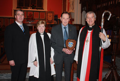 Mr Raymond Campbell, Rector’s Churchwarden, Revd Elizabeth Thompson, Mr Stewart Scott, Cathedral Bell Ringer for over 50 years, and Bishop Michael Jackson.