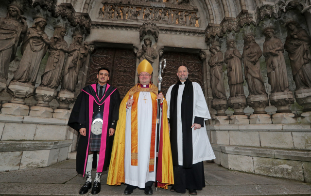 Dr Amanullah de Sondy, Senior Lecturer in Contemporary Islam and Acting Head of the School of Asian Studies, with the Bishop and Canon Alan Marley following the Commissioning.