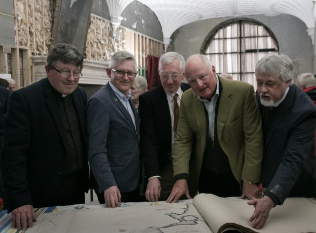 At the launch were (left to right) Christopher Peters, Dean of Ross, Professor Patrick O'Shea, President of UCC, Dr Padraig Mac Carthaigh, UCC, the Hon Stephen Evans-Freke, and Dr Hiram Morgan, UCC.