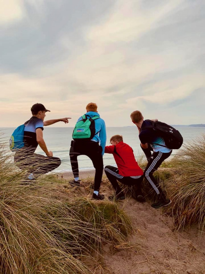 Some members of Cork Diocesan Youth Council hiking at The Long Strand, County Cork in September.
