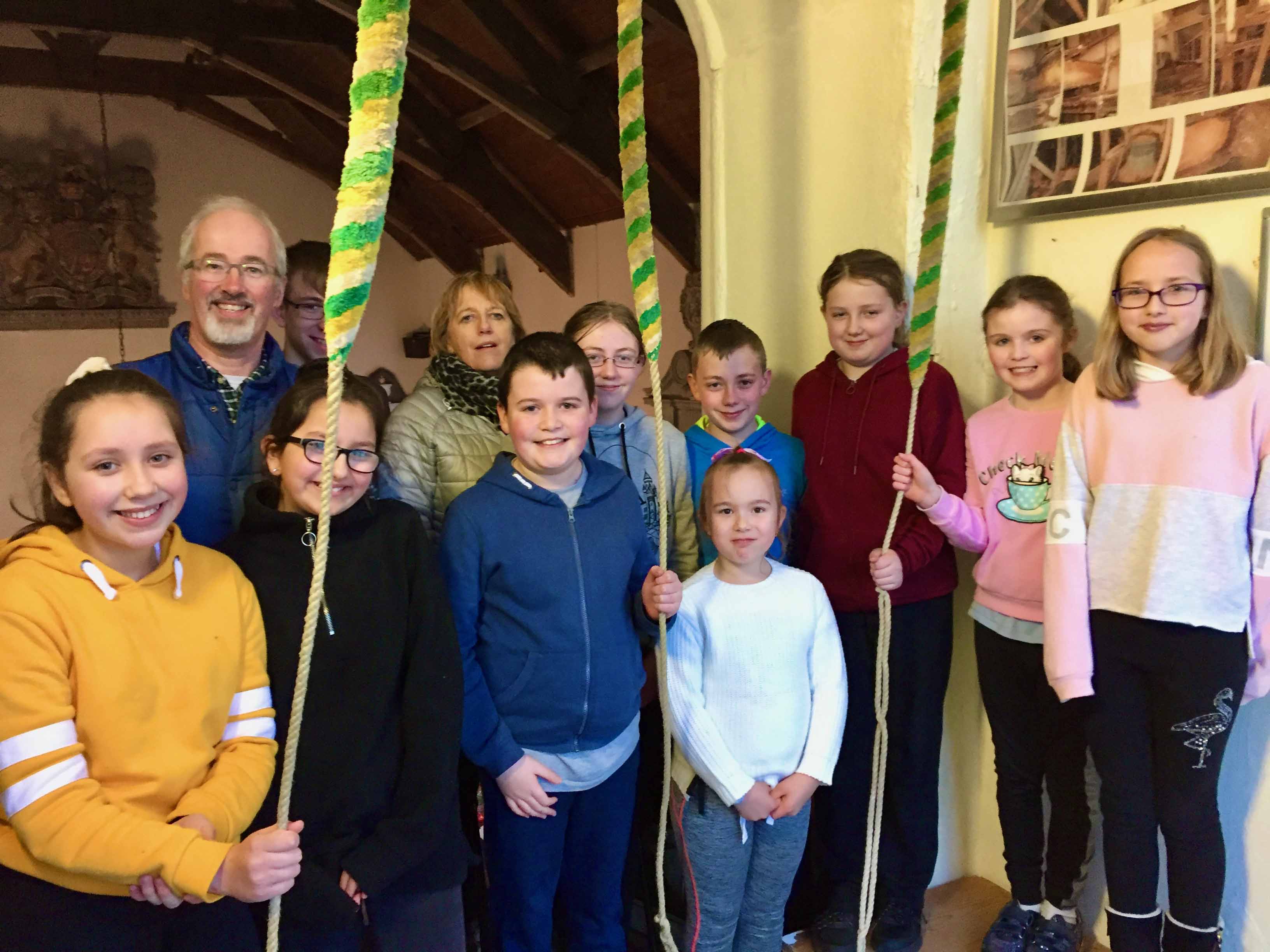 Junior bell ringers from St Mary's Parish, Dunmanway, County Cork with the Rev Cliff Jeffers.