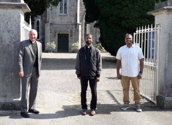 The Venerable Adrian Wilkinson, Archdeacon of Cork, Cloyne and Ross, together with Fr Mathew K Mathew and Bijoy, a member of the Indian Orthodox congregation.