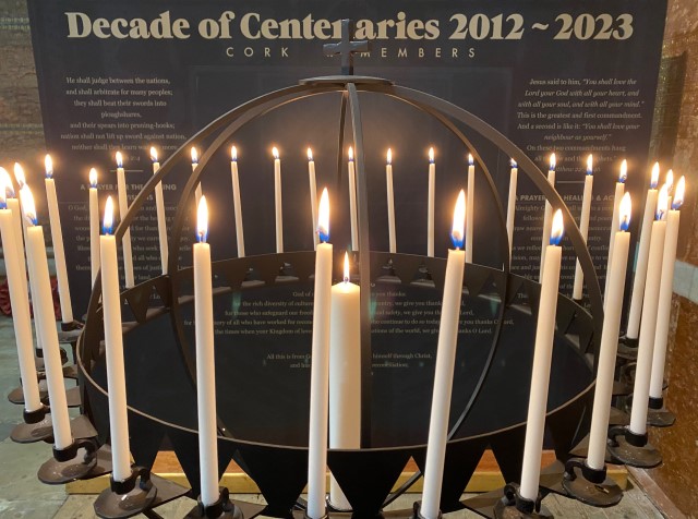 Decade of Centenaries Memorial Prayer Space dedicated recently by Bishop Paul Colton in Saint Fin Barre's Cathedral, Cork.
