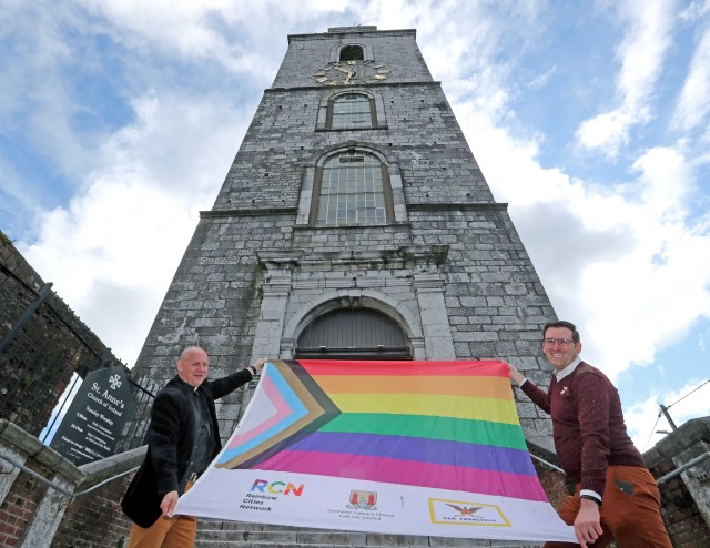 The Reverend Paul Robinson and Stephen Spillane welcome the Cork Inter-Agency Group to Saint Anne's Church, Shandon, Cork.