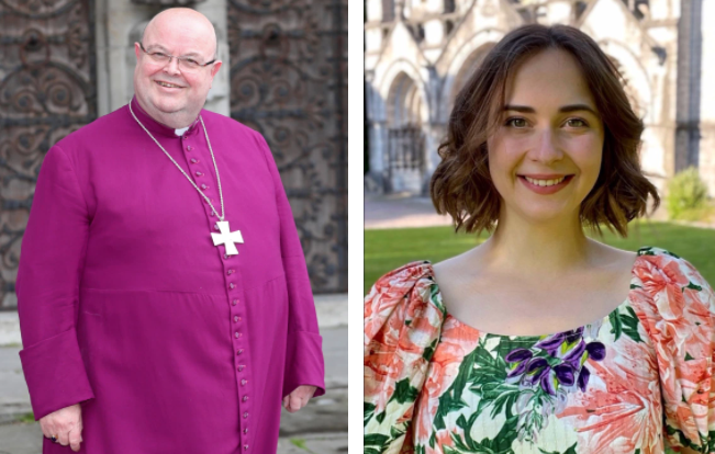Bishop Paul Colton (left) and Denise Brueckl (right).
