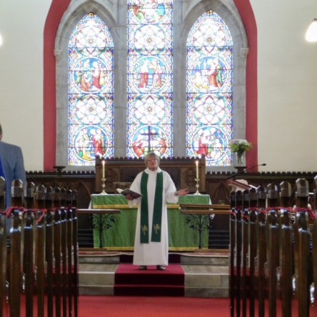The Rev Hazel Minion leading the Commemoration Service in St Luke's Church, Douglas.
