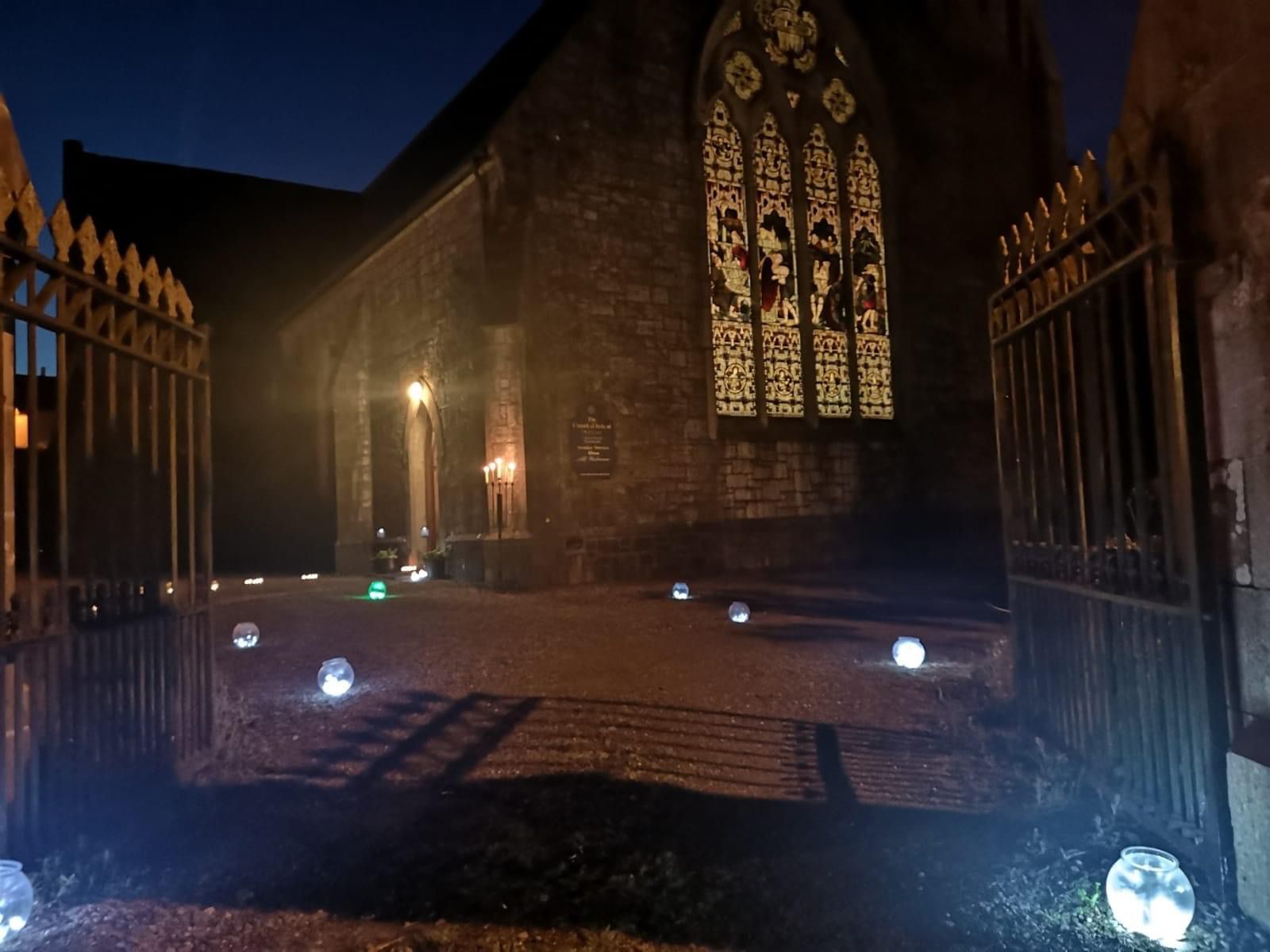 Christ Church, Rushbrooke, was recently lit during the night as a reminder that those who suffer from mental health problems and bereavement from suicide are not alone.